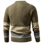 Men's Cable Knit Fair Isle Geometric Striped Cardigan V Neck Button Front Pocket Long Sleeve Sweater Autumn Winter Casual