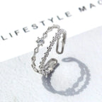 VENTFILLE 925 Sterling Silver Flower Lace Ring Korean Fashion Opening Inlaid CZ Adjustable Rings Valentine's Day Gift