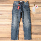 22oz Heavyweight 100% Cotton Washed Men's Selvedge Denim Jeans Taiwan Hand-spun Yarn Plant-dyed Standard Straight Fit Pants 5KM