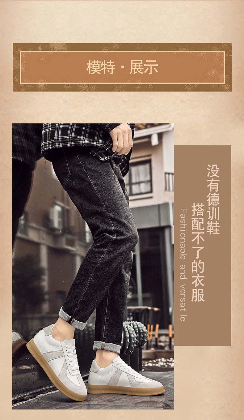 Invisible Height-Increasing Shoes 8cm German Training Shoes for Men, Summer Breathable Casual Sneakers, Genuine Leather Retro Versatile Forrest Gump Shoes 6cm