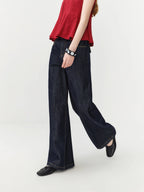 FSLE Women's 2026 Summer New Arrival Raw Indigo Straight Jeans | Lightweight Cool Feeling Slim Fit Versatile Denim Pants Jeans