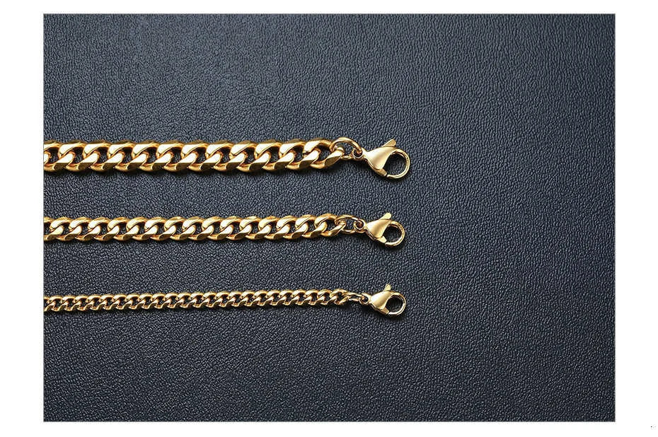 Vnox 3-7mm Cuban Chain Necklaces for Men Women, Stainless Steel Miami Curb Links Chain, Basic Cool Boy Collar