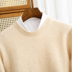 Autumn And Winter 100% Pure Wool Men's Round Neck Thick Solid Color Sweater Business Casual Knitting Bottoming Shirt