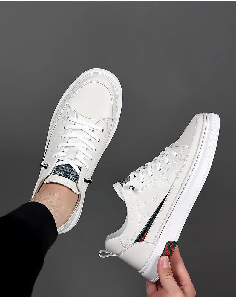 Spring Autumn Flat /5cm Elevator Shoes Men Casual Genuine Leather Sneakers Leisure Height Increase Breathable Men Loafers Trendy
