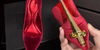 Red Bottom Metal Wand Sexy Sword Pointed Toe Thin Heel Evening Single High Heel Printed Bottom Comfortable Wear Ultra High Heels