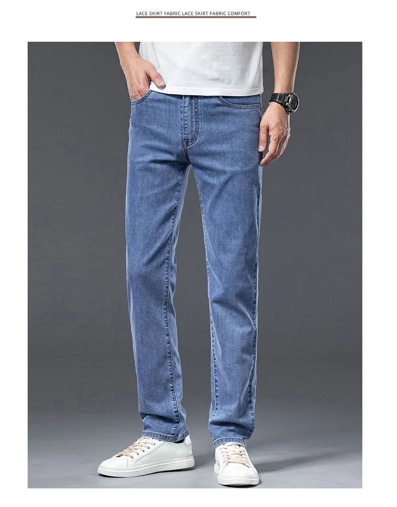 2026 Y2k Pants Men Thin Lyocell Spring Summer Classic Korean Youthful Vitality Men's  Jeans Lightweight Stretch Trousers
