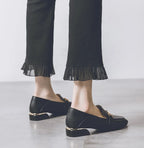 Women's Summer Footwear Square Toe Shoes for Woman 2025 Low Heel Elegant Office Loafers Black Luxury Brand Slip on High Quality