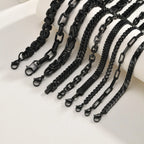 Casual Black Chain Bracelet for Men,Stainless Steel Byzantine Braided Link Wristband,Birthday Gift for Father Husband Son