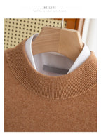 New Fashion Men's 100% Wool Pullover Half-high Collar Sweater Autumn Winter Warm Solid Color Knit Sweater Business Casual Top