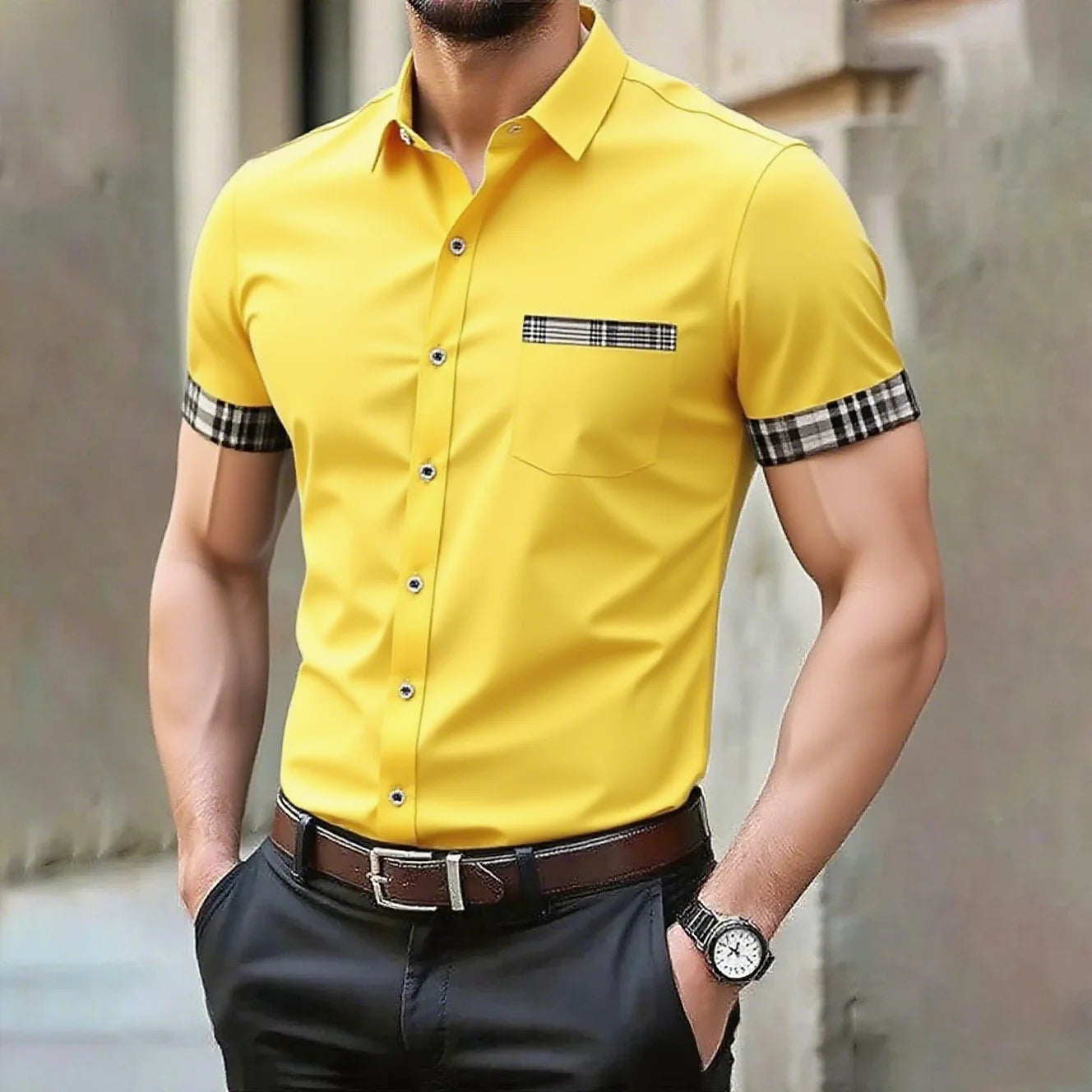 10 colors men's solid color casual shirt wedding outdoor comfortable short-sleeved shirt large size xs-5xl fast shipping