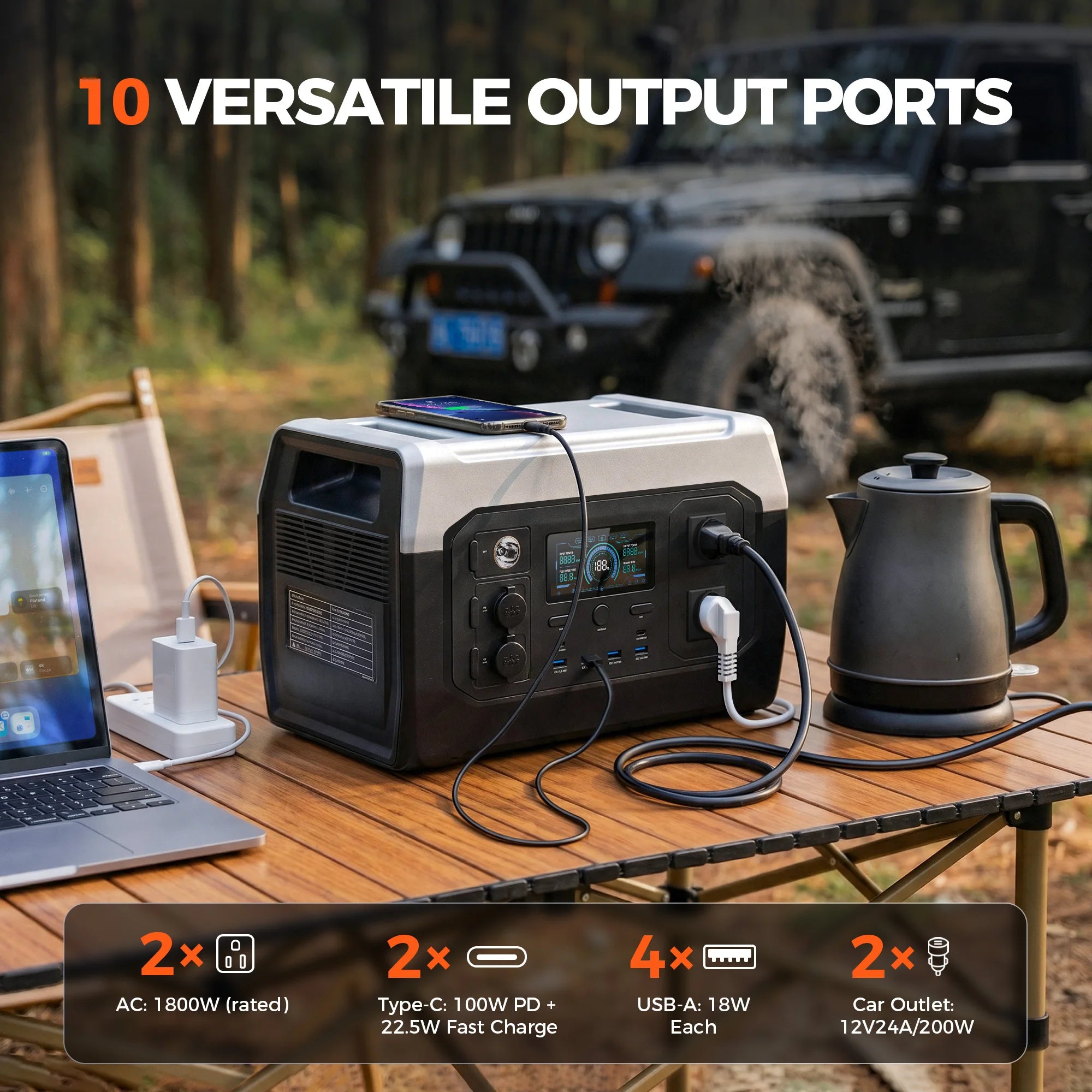 CTOLITY XP1000 1800W Portable Power Station Camping 1024Wh Lifepo4 Battery Emergency Power Emergency Energy Home Appliance RV