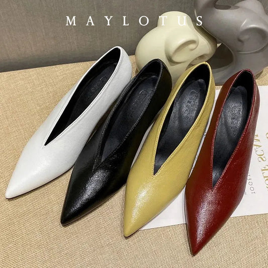 Sandals Luxury Brand Sexy Dress Shoes Elegant Chunky 5.5cm Heeeled Pumps Sexy Pointed Toe Evening Shoes Women Shoes V Cut Shoes