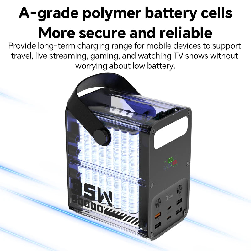 80000mAh Power Bank PD 35W Large Capacity QC 22.5W Fast Charge  Metal Portable Spare Auxiliary Battery With LCD Powerbanks Pack