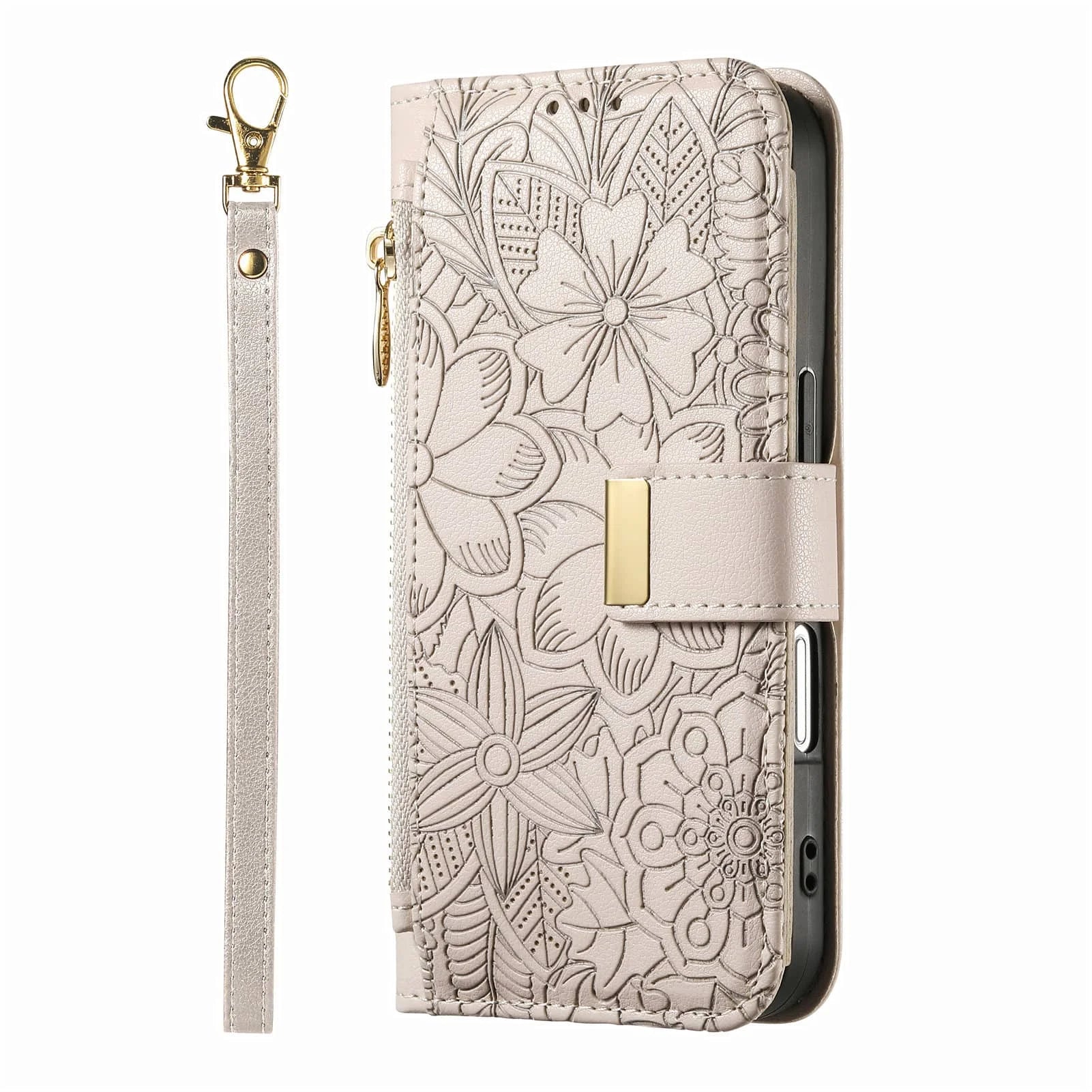 Compatible with iPhone 17/16e/15/14/13/12 Pro Max 16 Plus Lanyard Zipper Wallet Case Dual Card Holder Flip Stand Magnetic Buckle