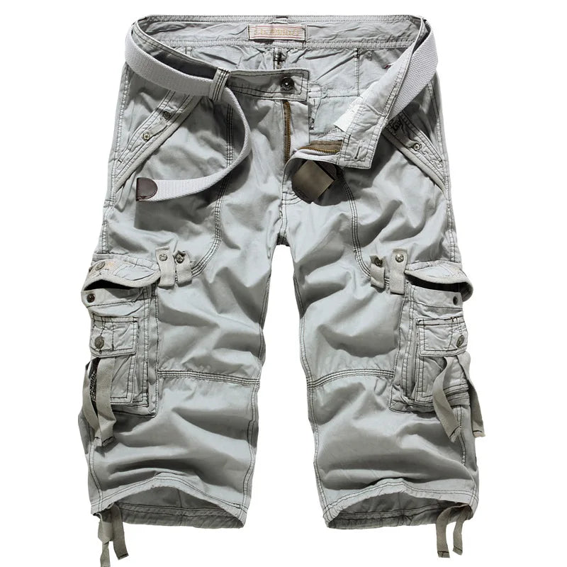 Men's summer cropped pants with thin design and multiple pockets comfortable for outdoor daily casual and loose work pants