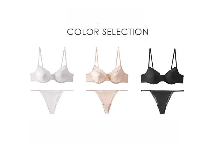 French Satin Brief Sets Sexy Lace Lingerie Bra for Women  Ultra-thin Bra Set for Women Sexy Lingerie Set Womens Lingerie Set