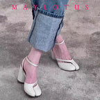 Tabi Shoes Women Slip on Casual Loafers Chunky Heel Shoe Soft Moccasins New Fashion Split Toe Shoes Zapatos De Mujer