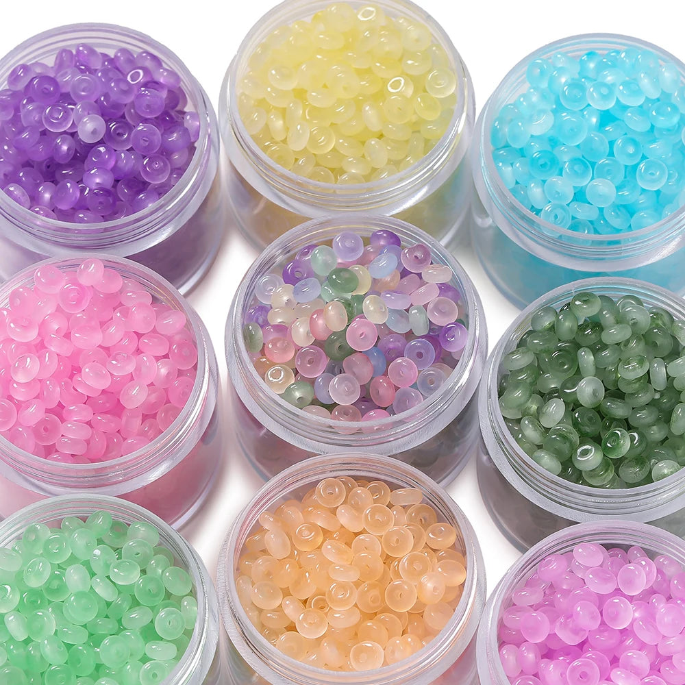 100pcs/lot 2x4mm Ice Seed Gradient Glass Beads Round Beads Colorful Uniform Rice Shape for DIY Handmade Jewelry Bracelet Making