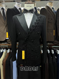 2-piece Luxury Suit Set for Men, Jacket and Pants Double Breasted Suit Blazer Beaded Slim Fitting Costume for Groom