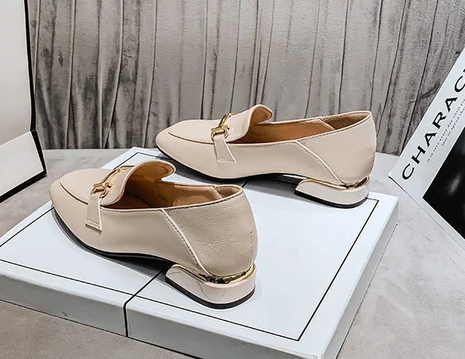 Women's Summer Footwear Square Toe Shoes for Woman 2025 Low Heel Elegant Office Loafers Black Luxury Brand Slip on High Quality
