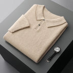 ZOCEPT 100% Cashmere Short Sleeve Sweater Autumn Winter New Casual Business Knitted Button-up Polo Collar Pullover for Men