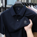 100% pure cotton summer new men's short sleeved polo shirt design high-end brand penguin embroidery business comfortable T-shirt