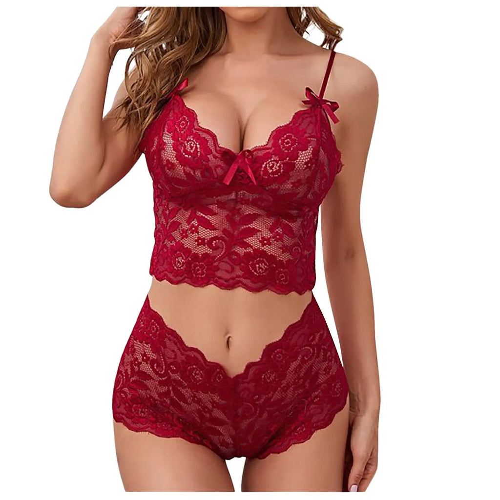 2026 NEW Thin Lace Flower Printed Underwear Suit Sexy Women Lingerie Set Female Adjustable Shoulder Strap Triangle Cup Bralettle