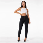 Shascullfites High-Waisted Women's Fitness Pants Korean Style Casual Skinny Stretch Zipper Joggers Black Leggings for Women