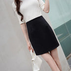 Ladies Casual Simplicity Elegant Trend New Style Summer High Waisted Hip Hugging Skirt Black Short Skirt Fashion Trend