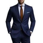 Men's 2 Piece Suit Set Solid Color Elegant Wedding Formal Business Dress Blazer Vest Pants Classic Tuxedo for Party Groomsmen
