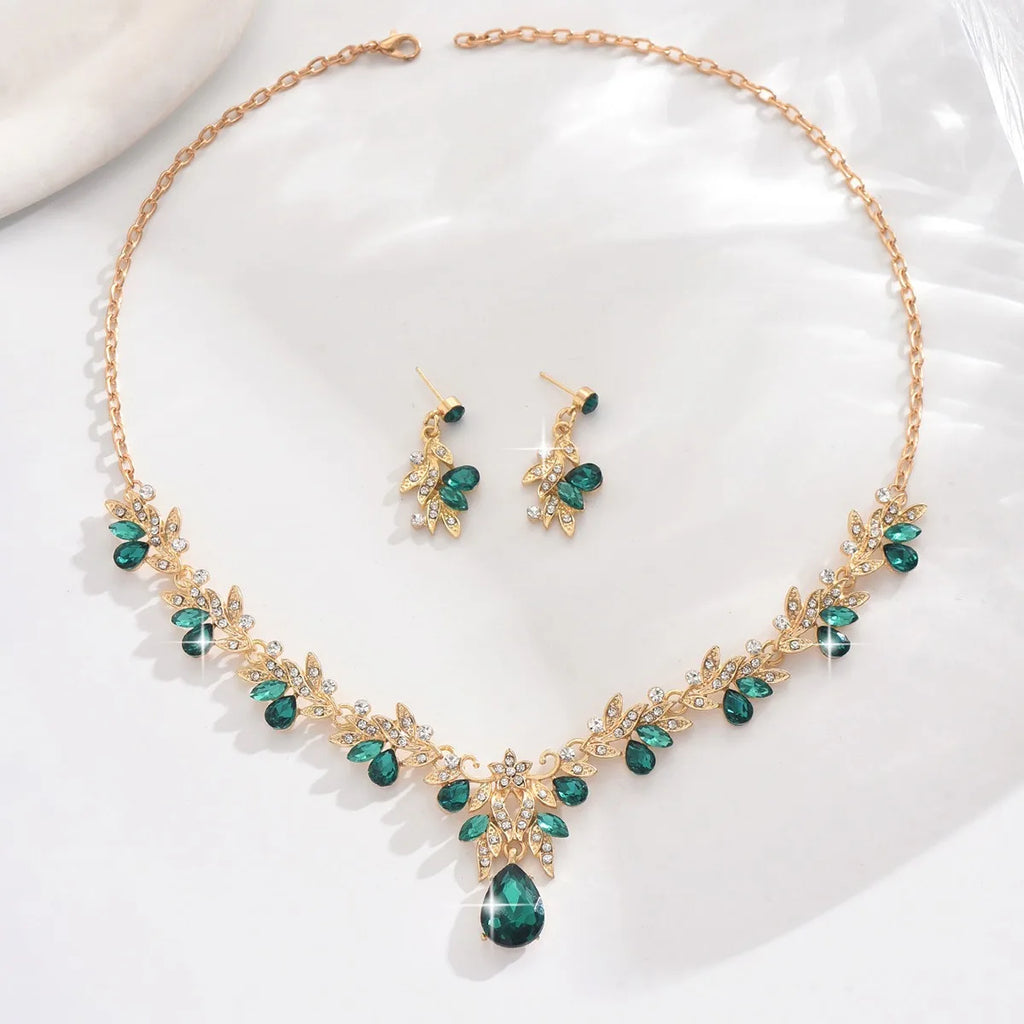 3pcs New Fashion Necklace Sets for Women Waterdrop Collar Choker Necklace Earring Jewelry Set for Prom Birthday Bridal Wedding