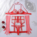 Tornova Sexy Lingerie Suit for Women Solid Color Mesh Patchwork See-through Women's Underwear Suit Sexy Gloves Garters Underwear