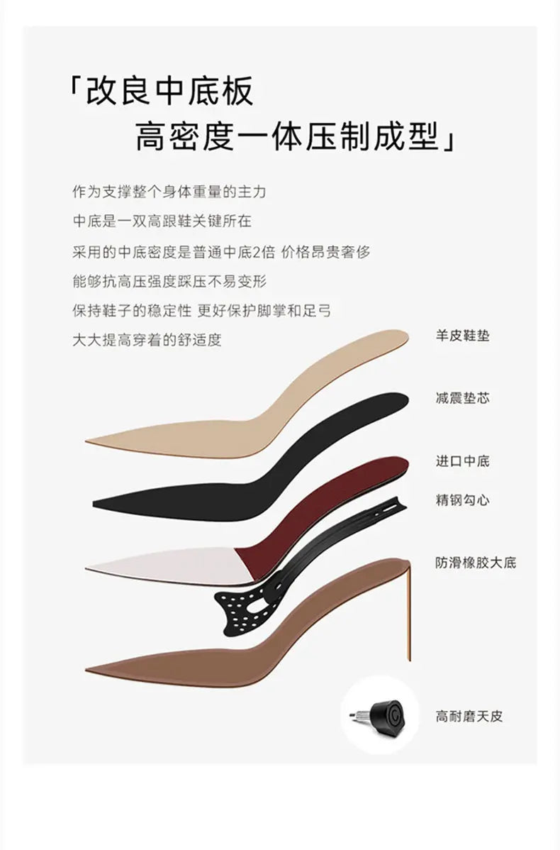 autumn new style wine red suede high-end versatile dress sandals elegant and beautiful pointed toe stiletto heels women's shoes