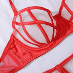Tornova Sexy Lingerie Suit for Women Solid Color Mesh Patchwork See-through Women's Underwear Suit Sexy Gloves Garters Underwear