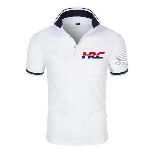 2025 New Style Men's Solid-color POLO Shirt Short Sleeves Chest Pocket Regular Fit Casual Honda racing Outdoor Sports Top