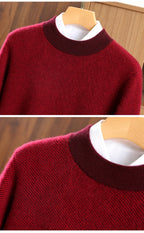 100% pure cashmere men's high-end brand semi-high neck thickened business casual autumn and winter mid-high neck base sweater