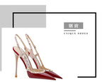 New Sexy Wine Red European and American High Heels for Women Slim Heels Pointed Toes, Shallow Mouth, Riveted Single Shoe Sandals