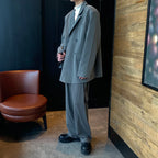 Spring Summer New Fashion Men's Korean Striped 2-piece Set Suits Blazers Pants Casual Trendy Straight Business Suit Male Sets