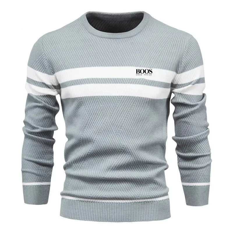 New Autumn Pullover Men's Sweater O-neck Patchwork Long Sleeve Warm Slim Sweaters Men Casual Fashion Sweater Men Clothing