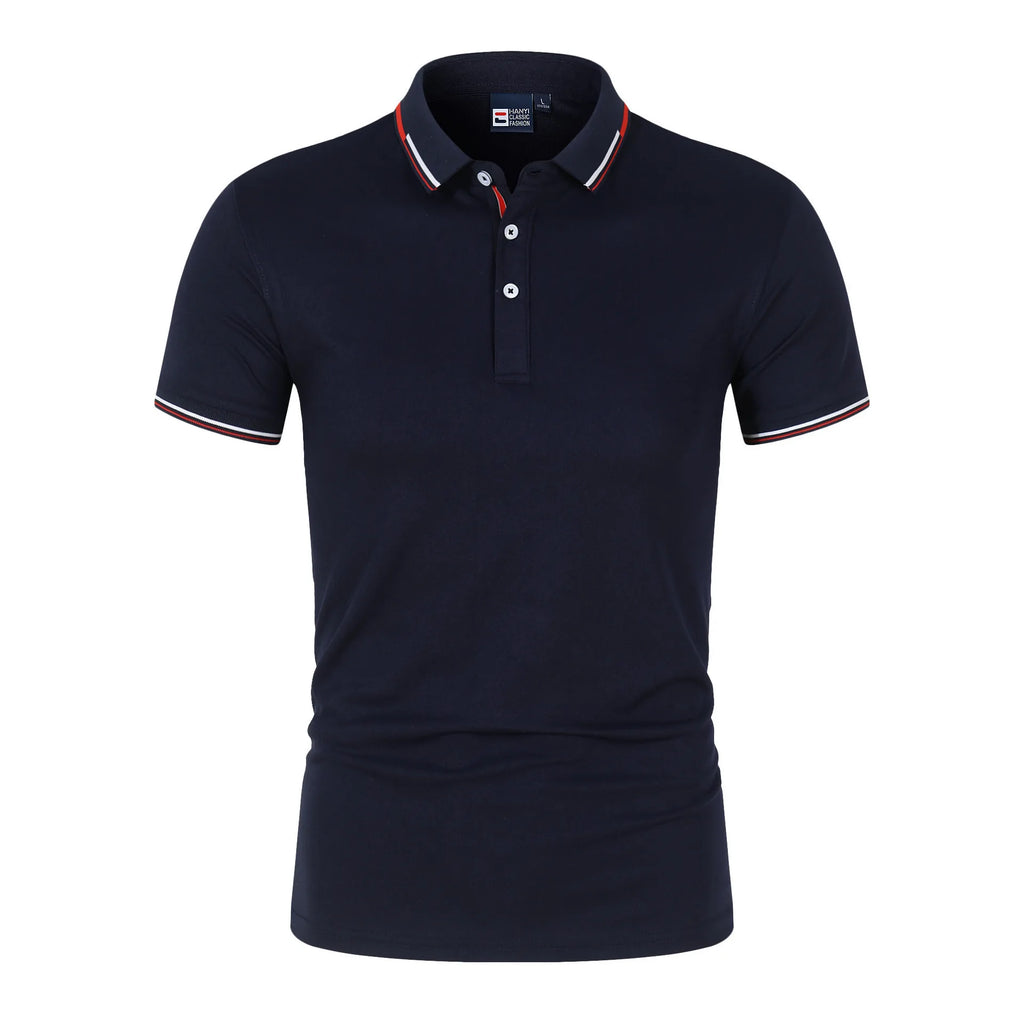 Summer Polo T Shirt Men's Solid Color Polo Shirt Short Sleeved T-shirt European and American Loose Stand Up Collar Casual Top