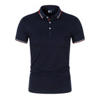 Summer Polo T Shirt Men's Solid Color Polo Shirt Short Sleeved T-shirt European and American Loose Stand Up Collar Casual Top