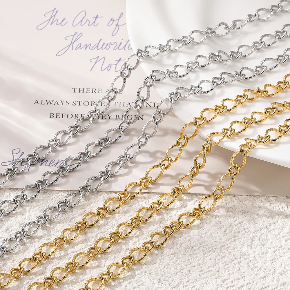1Meter/Pack 304 Stainless Steel Knot Gold Steel Color Handmade Chains for DIY Necklace Bracelets Jewelry Making Accessories