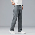 2026 New Summer Ultra-thin Lyocell Men's Jeans Drape Soft Fabric Loose Straight Casual Denim Pant Elastic Ice Silk Male Trousers