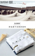Chinese Style Spring and Summer Loose High-end Men's Linen Short-sleeved Cotton Linen Casual Breathable Shirt Collar T-shirt