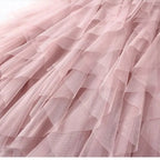 Womens Elastic High Waist Tulle Mesh Irregular Tutu Skirt Gauze Skirt Spring and Summer New Pleated A-Line Skirt in the Long Hi