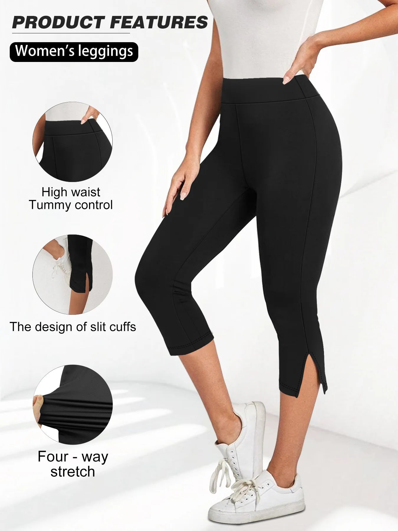 Women's High-Waisted Seven-Point Leggings Summer Thin Stretchy Fitness Sports Yoga Pants Wearable Outdoor