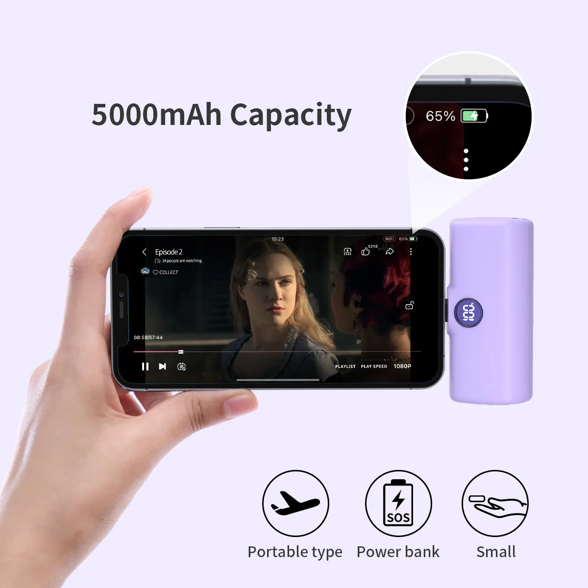 Fast Charging Power Bank Portable Charger External Battery for iPhone Samsung Huawei Xiaomi HONOR 5000mAh Type C or Lightning