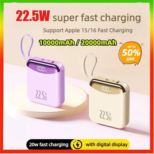 CCC Certification 22.5W 20000mAh Mini Power Bank Fast Charge Powerbank External Battery for iPhone Xiaomi Huawei Samsung