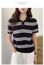 WinvyNee Summer Top Women's 100% Cotton Striped Polo T Shirt Women's Clothing Short Sleeve Casual Oversized Pullover A1522077