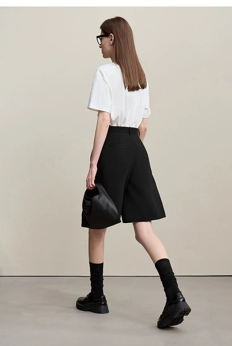 Amii Women's Shorts 2026 Summer New Commuter Versatile Pleated Loose Pants Women's Wide-leg Casual Five-point Pants 12622017